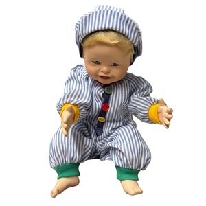 McDonald's Vintage Porcelain‎ Doll Blue Striped Pajamas Outfit Hat Collectible